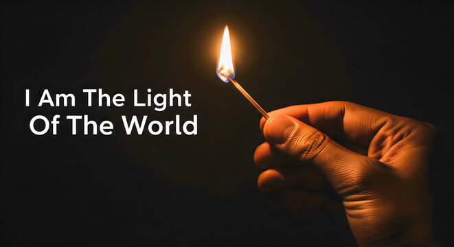 Inspirational image of a hand holding a lit match with a powerful message