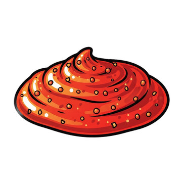 Cartoon red poop glossy illustration for funny design