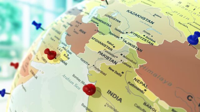 3d earth globe with pinpoints