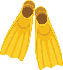 Beautiful swimming fins diving flippers yellow vector on white background. © Rokaiya