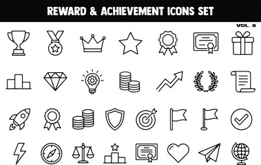 Fototapeta premium Reward Achievement Icons Set Collection