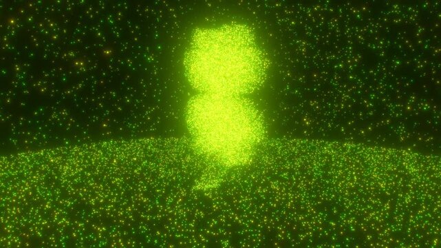Shiny Sparkling Particles Forming Saint Patricks Day Four Leaf Clover - 4K Seamless VJ Loop Motion Background Animation