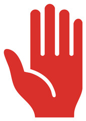 Obraz premium Red Hand Palm Gesture with Fingers Extended Graphic Design Element Icon Isolated