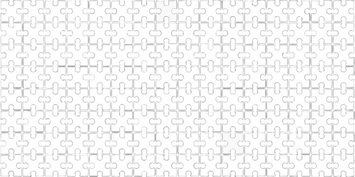 A completed jigsaw puzzle with interlocking white pieces