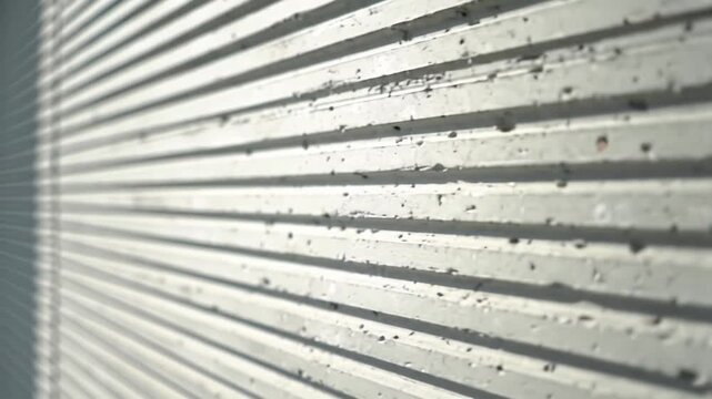 Silky slow-motion video glides along a pristine, contemporary architectural concrete wall with precise horizontal striations, exposed aggregate, and bokeh. Urban durability concept