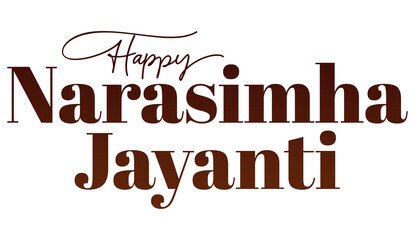 Fototapeta premium Happy Narasimha Jayanti premium golden text PNG transparent background