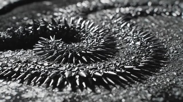 Ferrofluid Forms Abstract Spiky Patterns Under a Magnetic Field