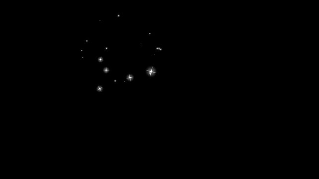 Twinkle glitter star animation, glowing cartoon doodle stars, After Effects motion graphics, sparkling particle bursts, black screen alpha, 4K seamless loop.