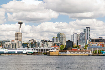 Bright and sunny panoramic view of Seattle skyline from the water © Evgeny Karandaev