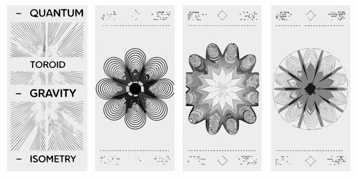 Abstract geometric patterns representing quantum gravity and isometric concepts