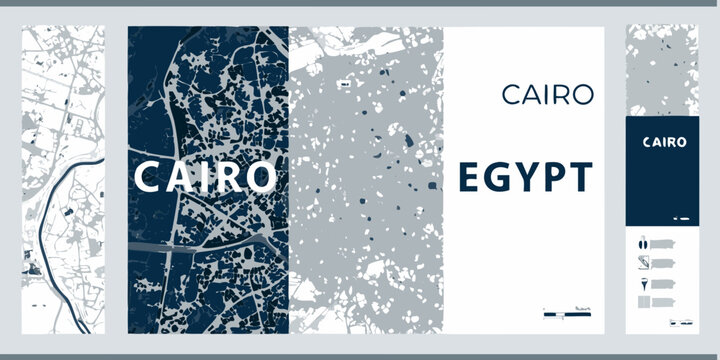 Abstract city map of cairo egypt with geometric shapes and text