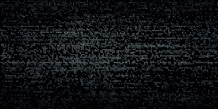 Abstract digital glitch effect with scattered white noise and distorted lines
