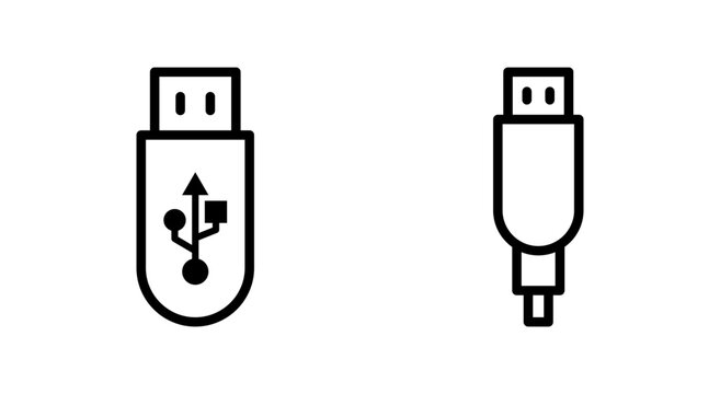 Usb icon symbol for apps and websites. usb charging. Flash disk sign and symbol. flash drive sign.