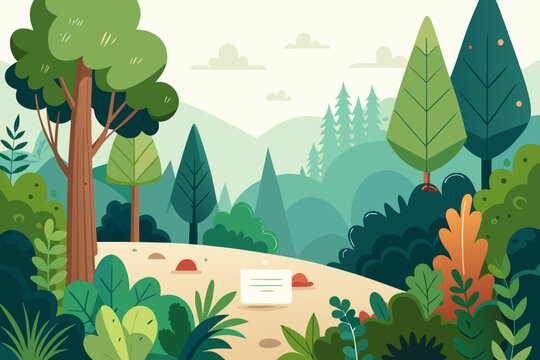 Hand-painted watercolor illustration, a frame of cute forest. trees.
