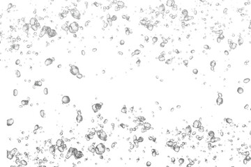 Floating water bubbles border frame. Transparent PNG background overlay. Clear carbonated oxygen droplets with center copy space. Great for fresh skincare advertising. 