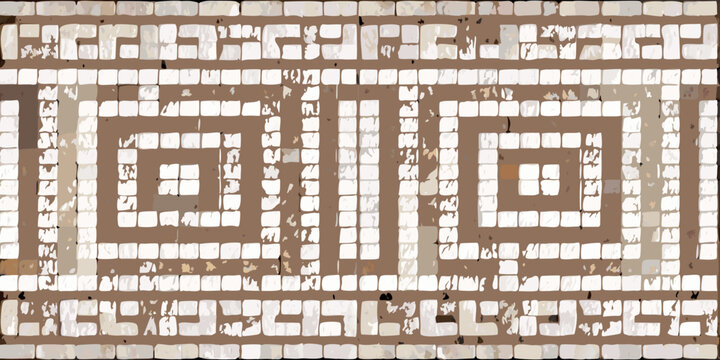 Abstract mosaic pattern with geometric shapes in beige and white tones