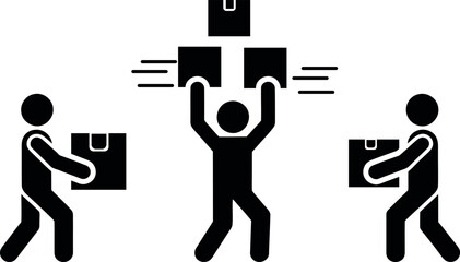 Fototapeta premium Teamwork illustration showing collaborative effort in task completion and delivery