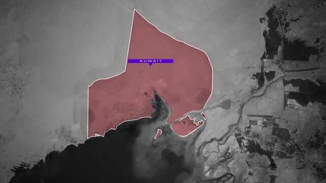 Map of Kuwait over world map background