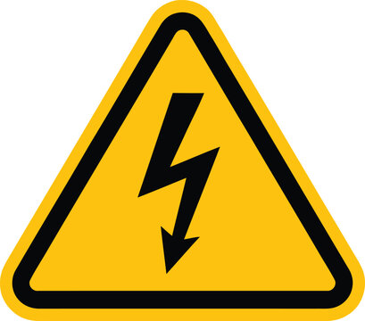 High Voltage Warning Sign with Lightning Bolt Hazard Symbol