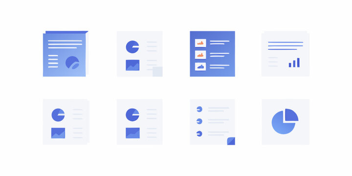 Abstract vector graphics depicting mobile app interface elements and data