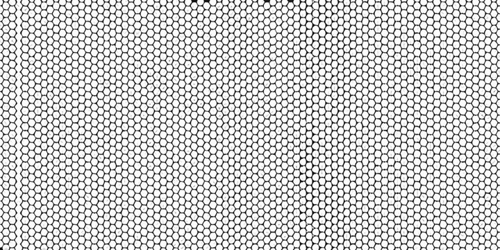 Close up of a black and white honeycomb pattern with hexagonal cells