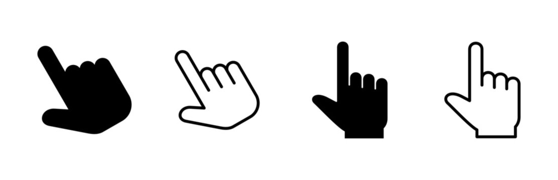 Hand click icon set. pointer icon vector. hand cursor icon vector