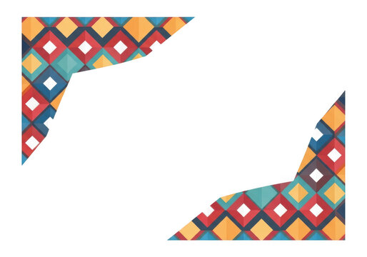 Vibrant geometric diamond pattern border design element with colorful rhombus shapes, perfect for modern graphic design, invitations, and digital backgrounds isolated on Transparent Background