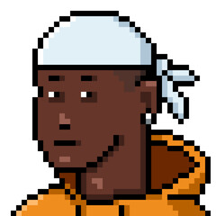 Fototapeta premium Vector Pixel Art Userpic of Black Man in Durag