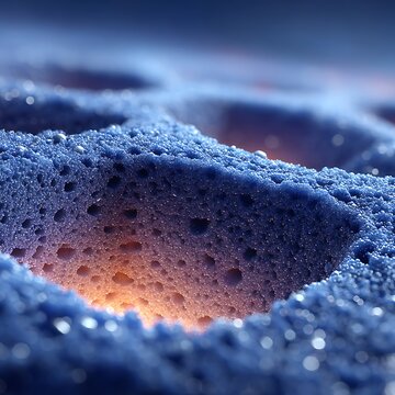 Macro blue foam pattern with soft texture high resolution image