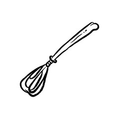 Fototapeta premium Whisk wire Hand drawn line art vector sketch illustration