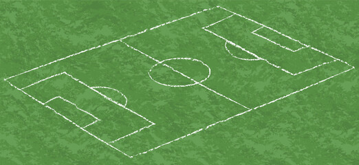Scheme of the soccer field. Green sports field with white markings. Soccer border on football field. © sanchesnet1