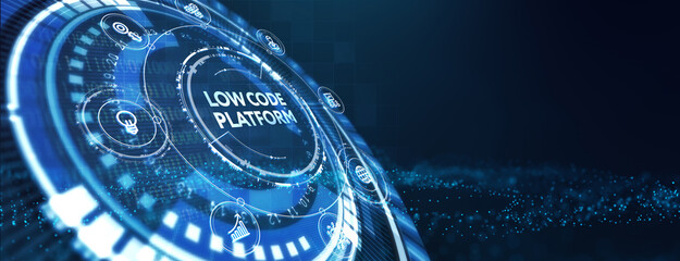 Low Code software development platform technology concept. 3d illustration