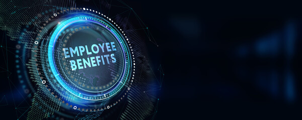 Business, Technology, Internet and network concept. Shows the inscription: EMPLOYEE BENEFITS. 3d illustration