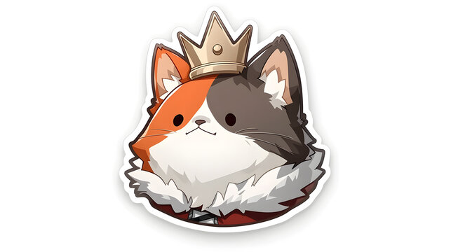 Royal King Cat Mascot Wearing Golden Crown and Cape Wealth Concept Vector 