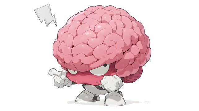 Angry AI Brain Cyborg Mascot Robot Artificial Intelligence Technology Character Vector