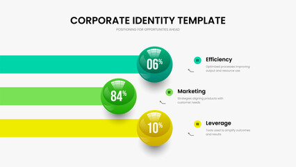 Fototapeta premium Minimal Plan Three Option Graph Slideshow Design. Enterprise Performance 3 Step Chart Slide Template. Market Overview Presentation Layout Vector Illustration.