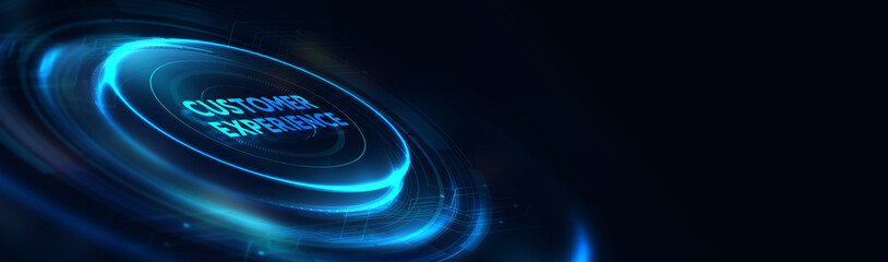 Business, technology, internet and network concept. The future of technology. Virtual screen of the future with the inscription: customer experience. 3d illustration