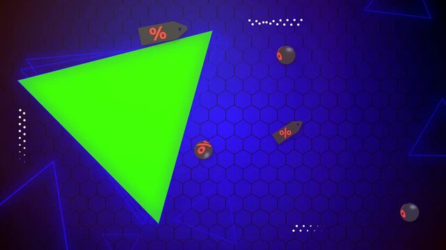 Modern Abstract Geometric Slideshow - Blue Hexagon Motion Background with Dynamic Green Screen Triangle and Glitch Outro