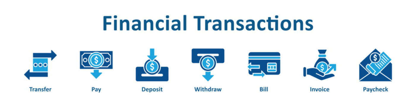 Financial Transactions icon banner glyph color collection