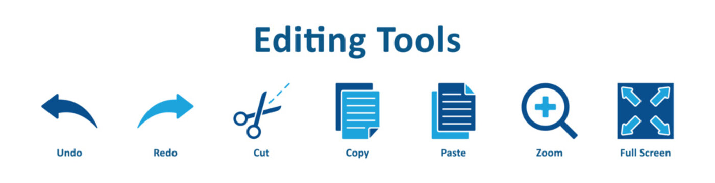 Editing Tools icon banner glyph color collection