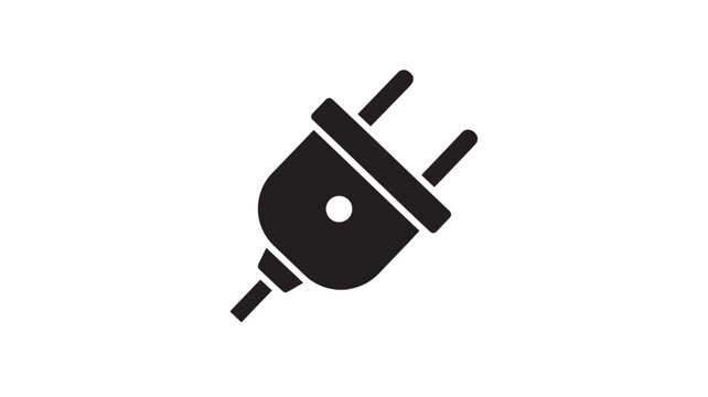 Plug black icon with two parallel prongs and a cord attached to the base, symbolizing electrical connection and power source.