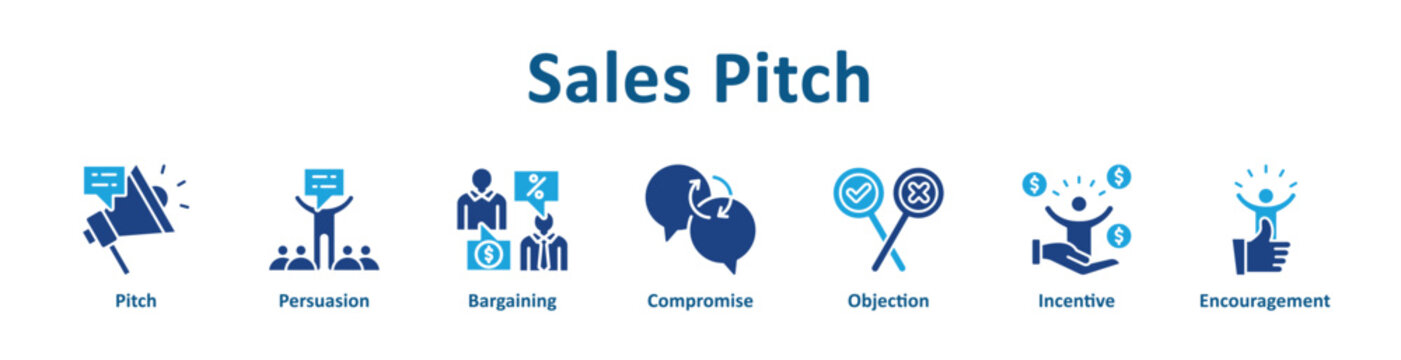 Sales Pitch icon banner glyph color collection