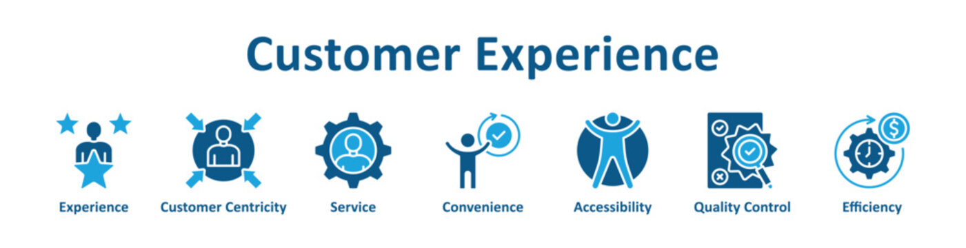 Customer Experience icon banner glyph color collection