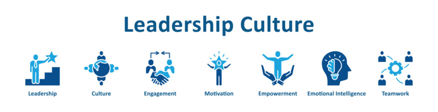 Leadership Culture icon banner glyph color collection