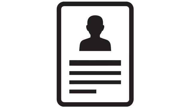 Document icon with silhouette of a person and lines of text, representing profile information or personal details.
