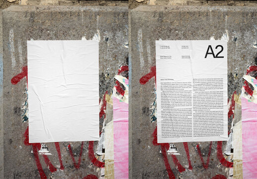 Mockup Of Customized Vertical A2 Poster On Wall