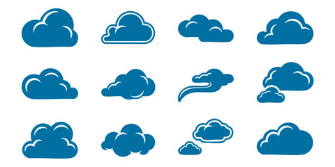 Obraz premium Various cloud shapes float across the sky in different formations and sizes.