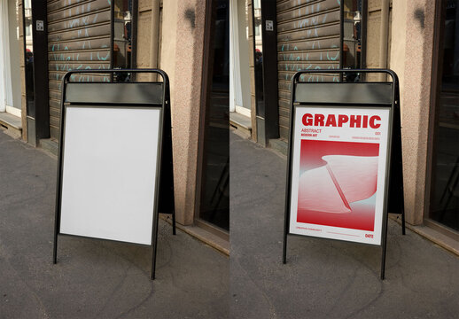Mockup Of Customizable A-Frame Vertical Poster