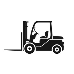 Naklejka premium Warehouse forklift silhouette vector icon