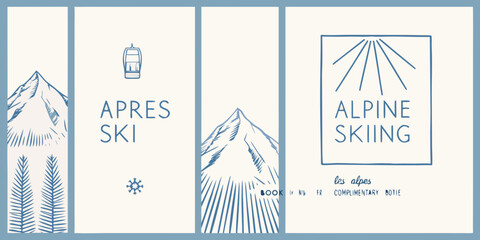 Apres ski themed design featuring mountains sun and text elements © Sudhakar